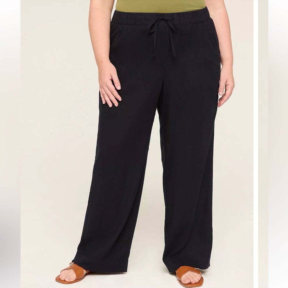 Lane Bryant olive green linen wide leg pants  22/24